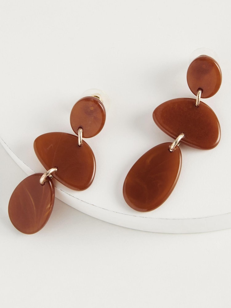 Amber Orange Resin Drop Earrings - Image 3 of 3 Amber Orange Resin Drop Earrings - Image 3 of 3