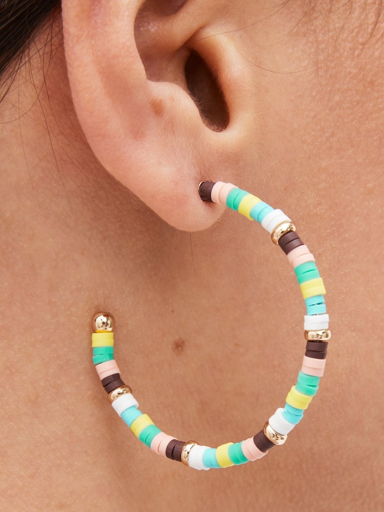 Multi Beaded Hoop Earrings - Image 1 of 2