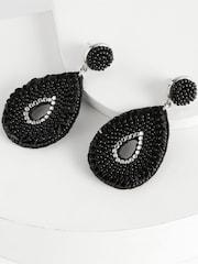 Black Tear Drop Beaded Earrings - Image 4 of 4