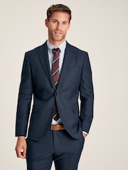 Joules Blue Slim Fit Textured Wool Suit Jacket - Image 1 of 6