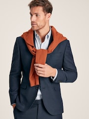 Joules Blue Slim Fit Textured Wool Suit Jacket - Image 3 of 6