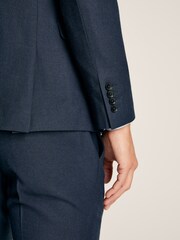 Joules Blue Slim Fit Textured Wool Suit Jacket - Image 6 of 6