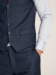 Joules Blue Regular Fit Textured Wool Waistcoat - Image 5 of 5