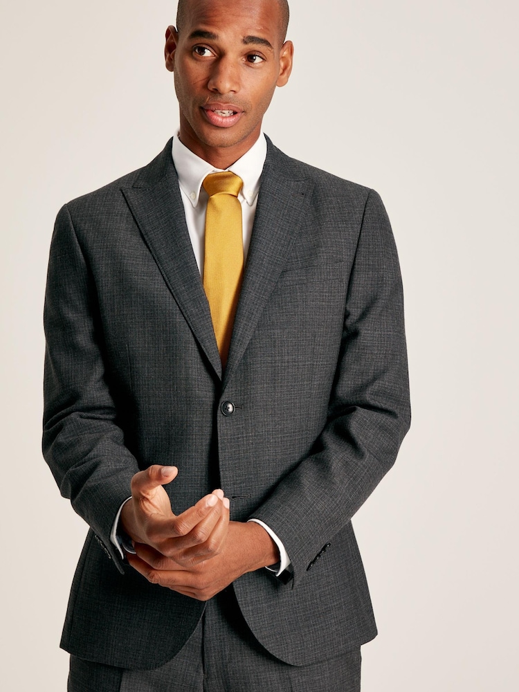 Joules Charcoal Grey Slim Fit Textured Suit Jacket - Image 1 of 6 Joules Charcoal Grey Slim Fit Textured Suit Jacket - Image 1 of 6