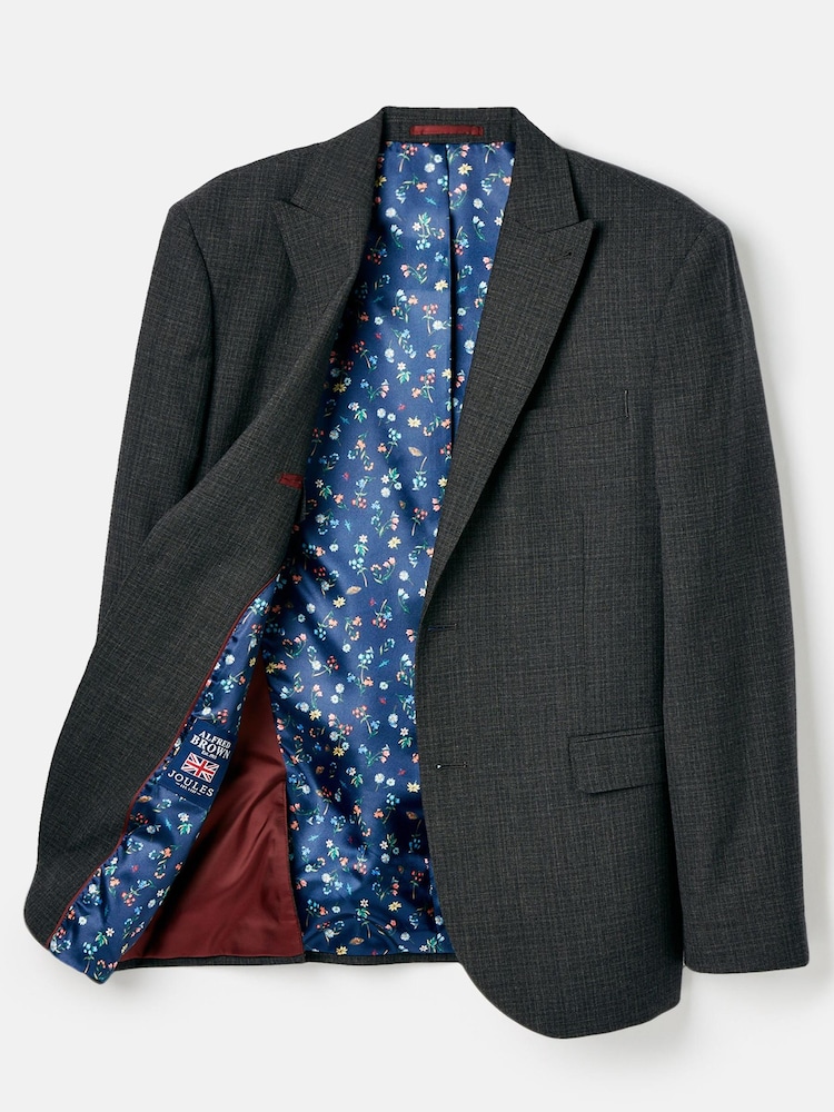 Joules Charcoal Grey Slim Fit Textured Suit Jacket - Image 6 of 6 Joules Charcoal Grey Slim Fit Textured Suit Jacket - Image 6 of 6