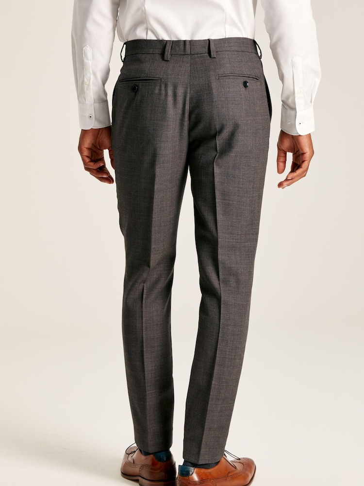 Joules Neutral Slim Fit Textured Suit Trousers - Image 2 of 9
