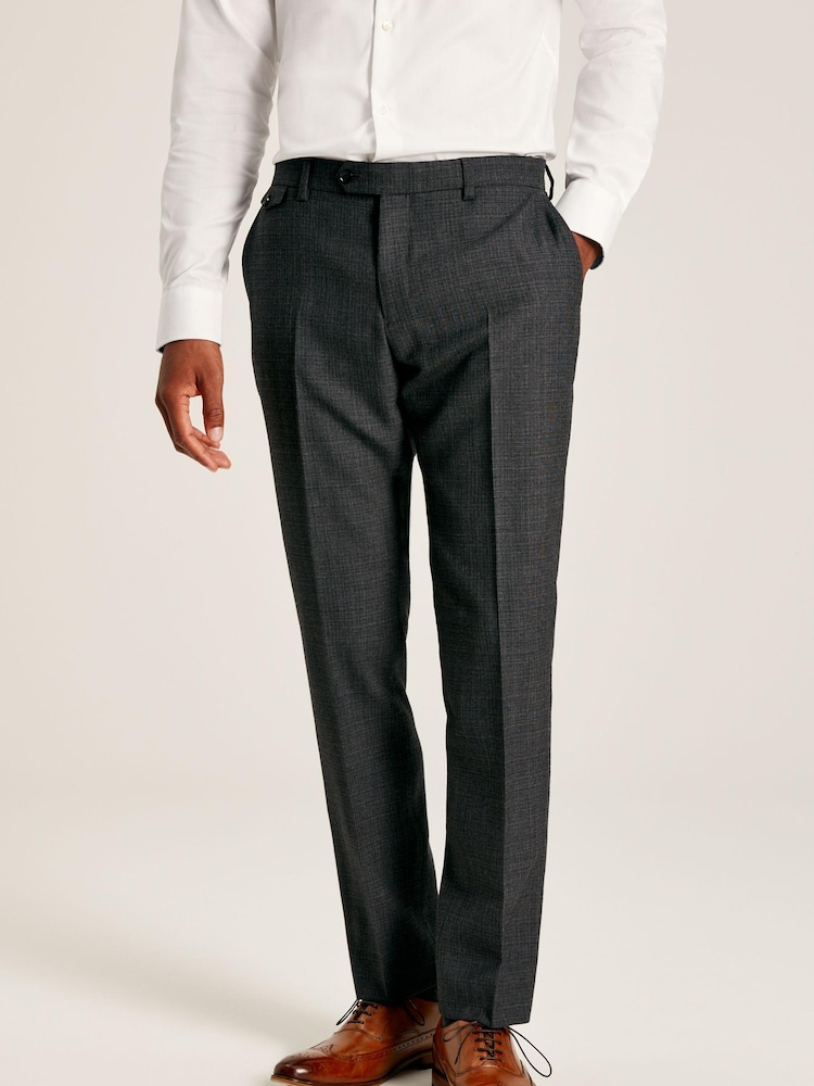 Joules Charcoal Grey Slim Fit Textured Suit Trousers - Image 1 of 1