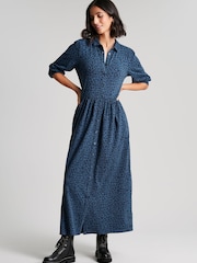 Joules Blue Nova Jersey Midi Shirt Dress - Image 1 of 1