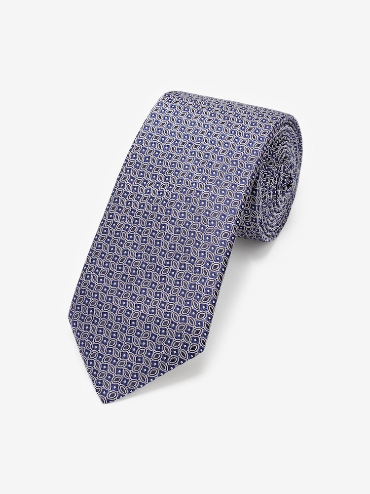 Silver Grey Geometric Signature Made In Italy Tie - Image 2 of 4