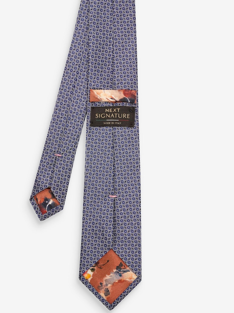 Silver Grey Geometric Signature Made In Italy Tie - Image 4 of 4 Silver Grey Geometric Signature Made In Italy Tie - Image 4 of 4