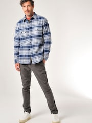 Burgs Blue Oakford Long Sleeve Heavy Check Overshirt - Image 4 of 5