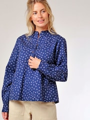 Burgs Blue Abbey Printed Piped Shirt - Image 1 of 5