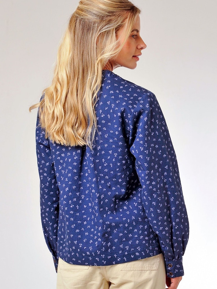 Burgs Blue Abbey Printed Piped Shirt - Image 2 of 5 Burgs Blue Abbey Printed Piped Shirt - Image 2 of 5