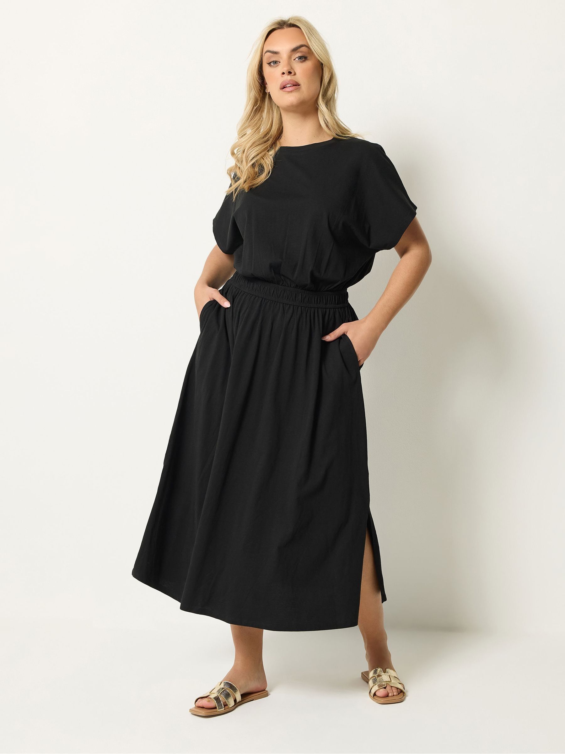 Yours Curve Women's Black Elasticated Waist Maxi Dress