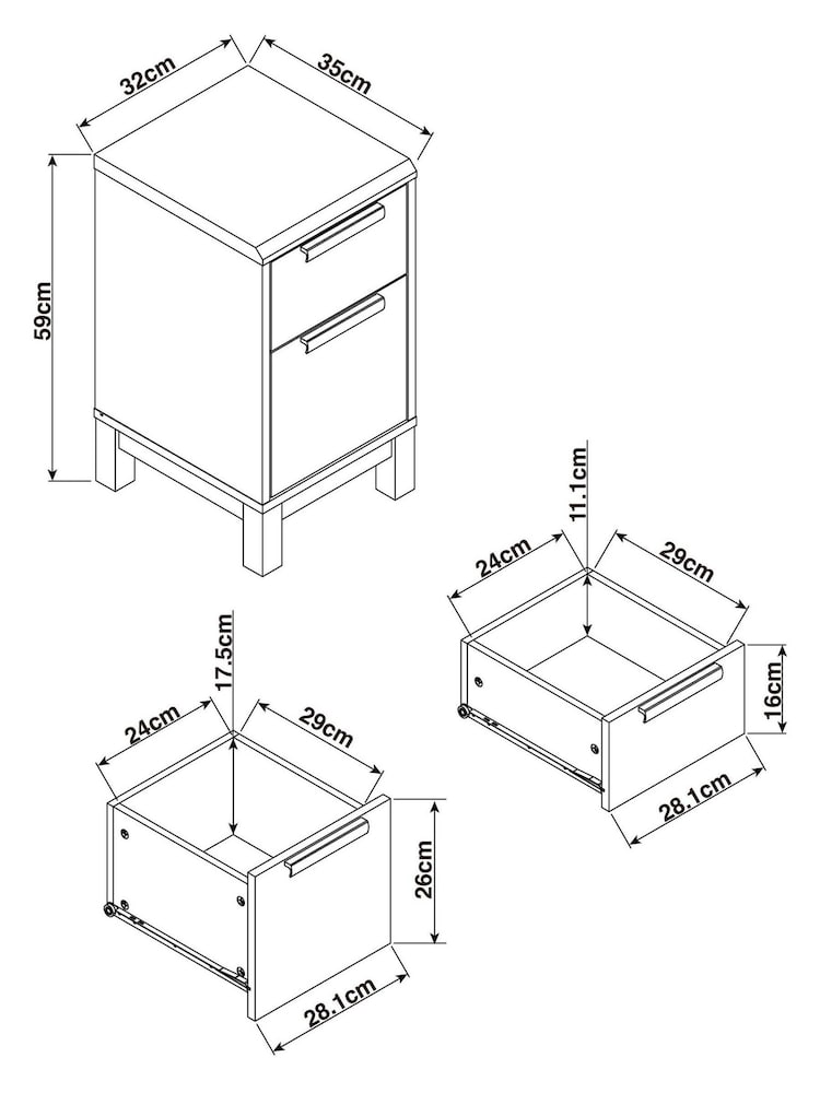 Dark Bronx Oak Effect Set of 2 Bedside Table - Image 10 of 10