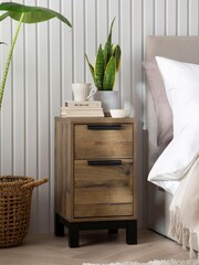 Dark Bronx Oak Effect Set of 2 Bedside Table - Image 2 of 10