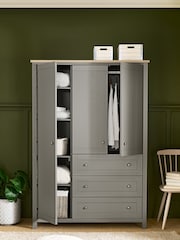 Dove Grey Malvern Paint Effect Triple, 3 drawers Wardrobe - Image 3 of 11
