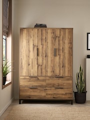 Dark Bronx Oak Effect Triple, 4 Drawers Wardrobe - Image 1 of 13