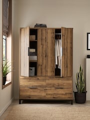Dark Bronx Oak Effect Triple, 4 Drawers Wardrobe - Image 3 of 13
