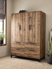 Dark Bronx Oak Effect Triple, 4 Drawers Wardrobe - Image 6 of 13