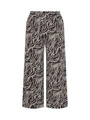 Yours Curve Brown/Print Wide Leg Trousers - Image 2 of 2