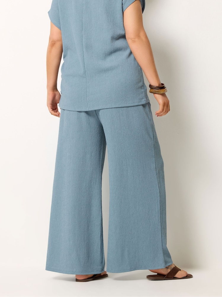 Yours Curve Blue Wide Leg Trousers - Image 2 of 5