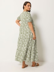 Yours Curve Green Tiered Maxi Dress - Image 3 of 5