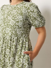Yours Curve Green Tiered Maxi Dress - Image 4 of 5