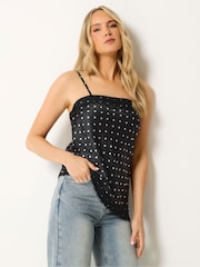 Long Tall Sally Black Spot Asymmetric Lace Cami - Image 1 of 5