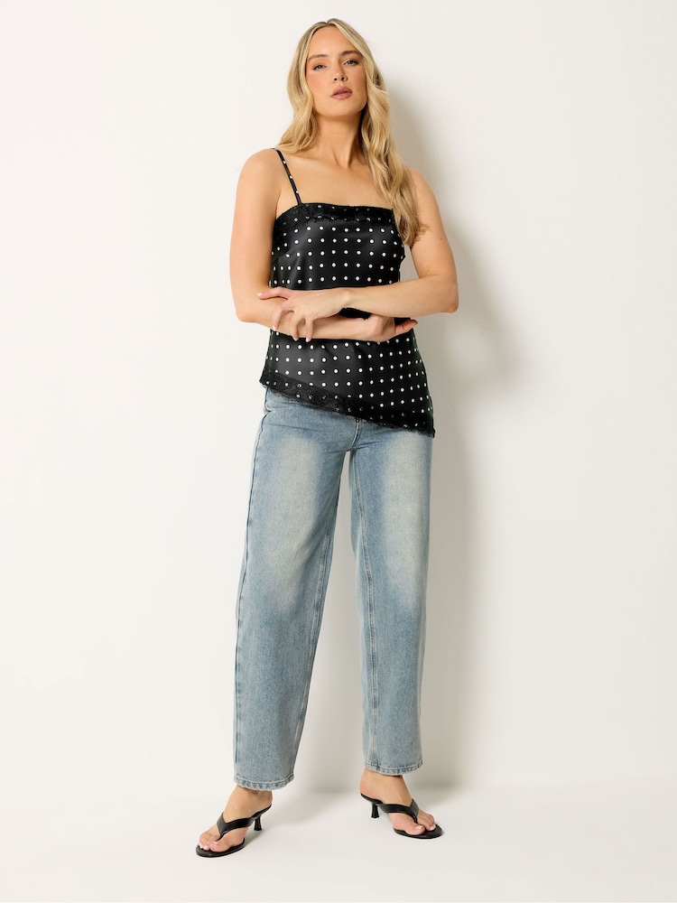 Long Tall Sally Black Spot Asymmetric Lace Cami - Image 2 of 5