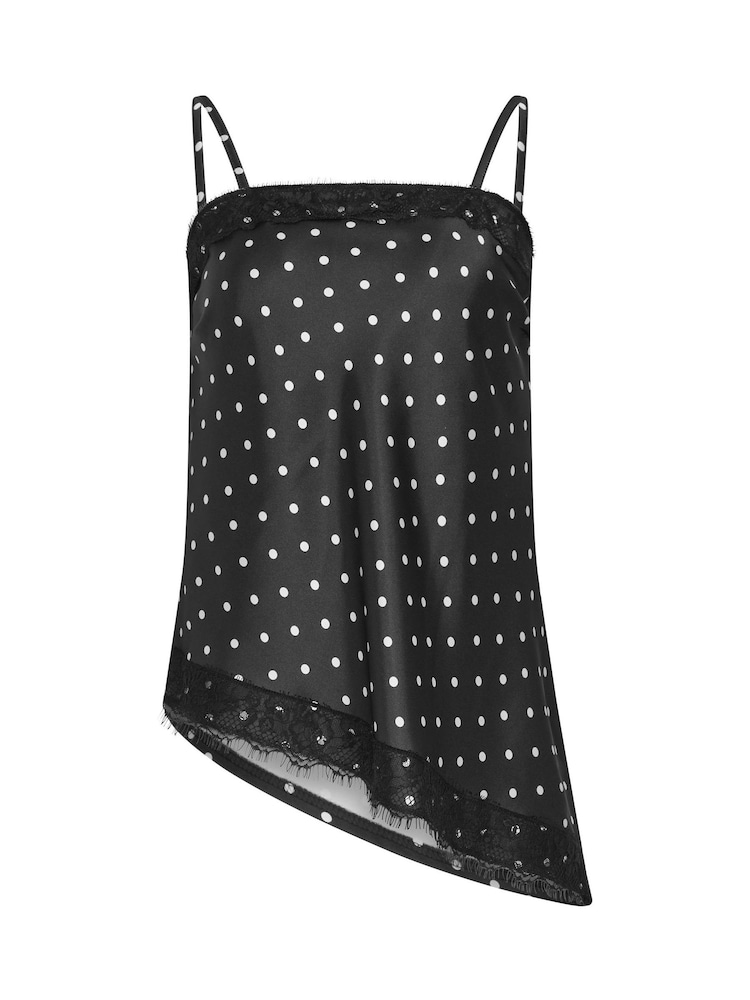 Long Tall Sally Black Spot Asymmetric Lace Cami - Image 5 of 5