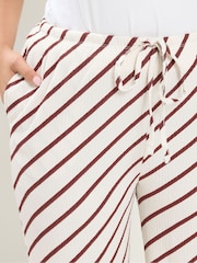 Yours Curve Natural Horizontal Stripe Wide Leg Trousers - Image 4 of 6