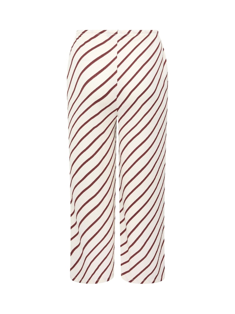 Yours Curve Natural Horizontal Stripe Wide Leg Trousers - Image 6 of 6 Yours Curve Natural Horizontal Stripe Wide Leg Trousers - Image 6 of 6