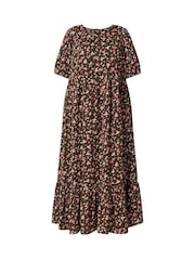 Yours Curve Brown Tiered Smock Maxi Dress - Image 5 of 5