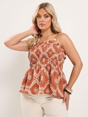 Yours Curve Orange Printed Co-Ord Cami - Image 1 of 7