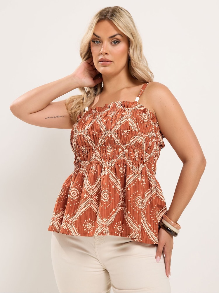 Yours Curve Orange Printed Co-Ord Cami - Image 1 of 7