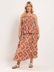 Yours Curve Orange Printed Co-Ord Cami - Image 2 of 7