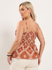 Yours Curve Orange Printed Co-Ord Cami - Image 4 of 7