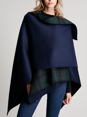 Joules Filby Blue Reversible Wrap Cape - Image 5 of 7