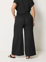 Yours Curve Black Wide Leg Trousers - Image 3 of 4