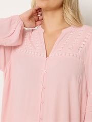 Yours Curve Pink Crochet Notch Neck Top - Image 4 of 5