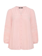 Yours Curve Pink Crochet Notch Neck Top - Image 5 of 5