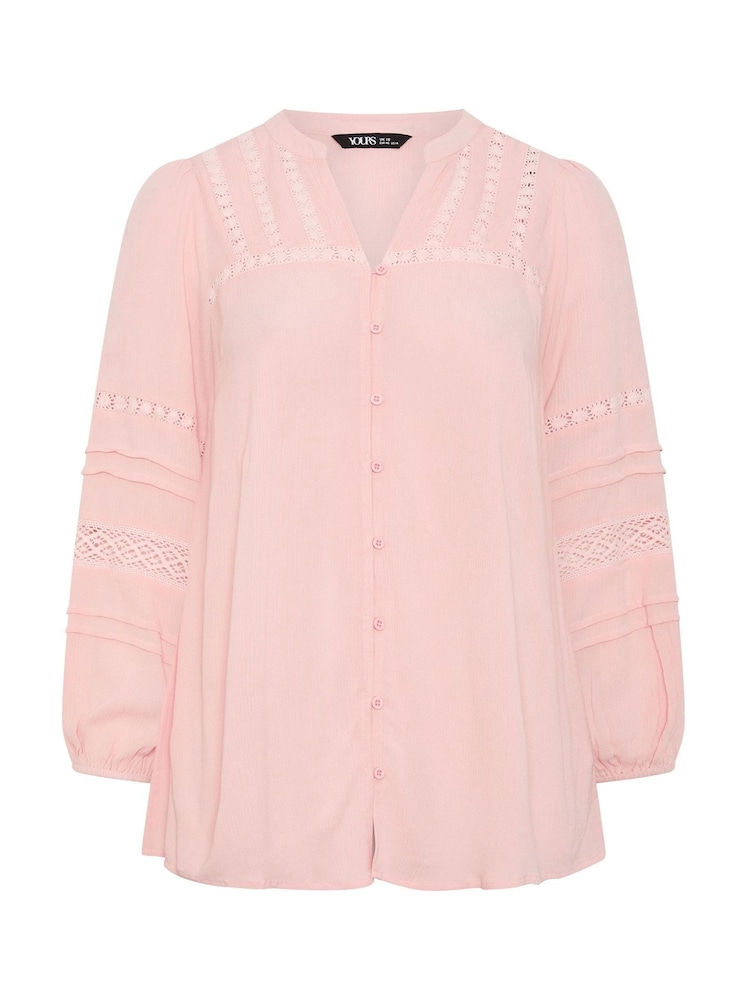 Yours Curve Pink Crochet Notch Neck Top - Image 5 of 5 Yours Curve Pink Crochet Notch Neck Top - Image 5 of 5