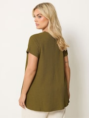 Yours Curve Green Short Sleeve Textured Swing Top - Image 3 of 5
