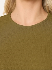 Yours Curve Green Short Sleeve Textured Swing Top - Image 4 of 5