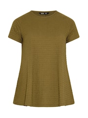 Yours Curve Green Short Sleeve Textured Swing Top - Image 5 of 5