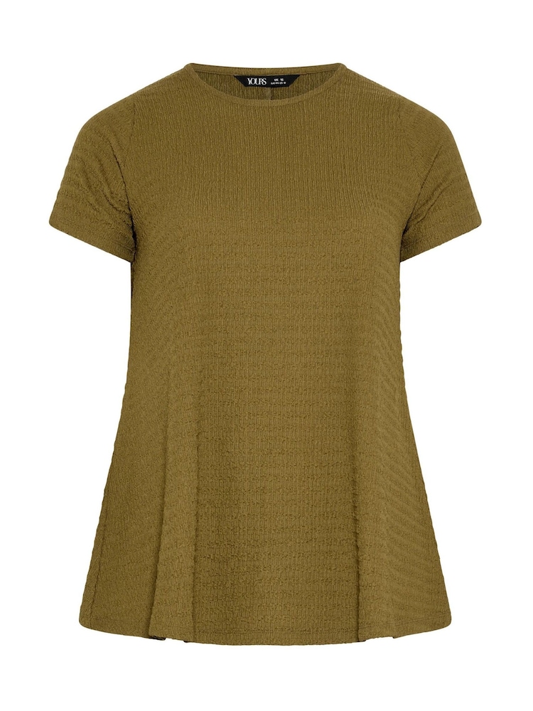 Yours Curve Green Short Sleeve Textured Swing Top - Image 5 of 5