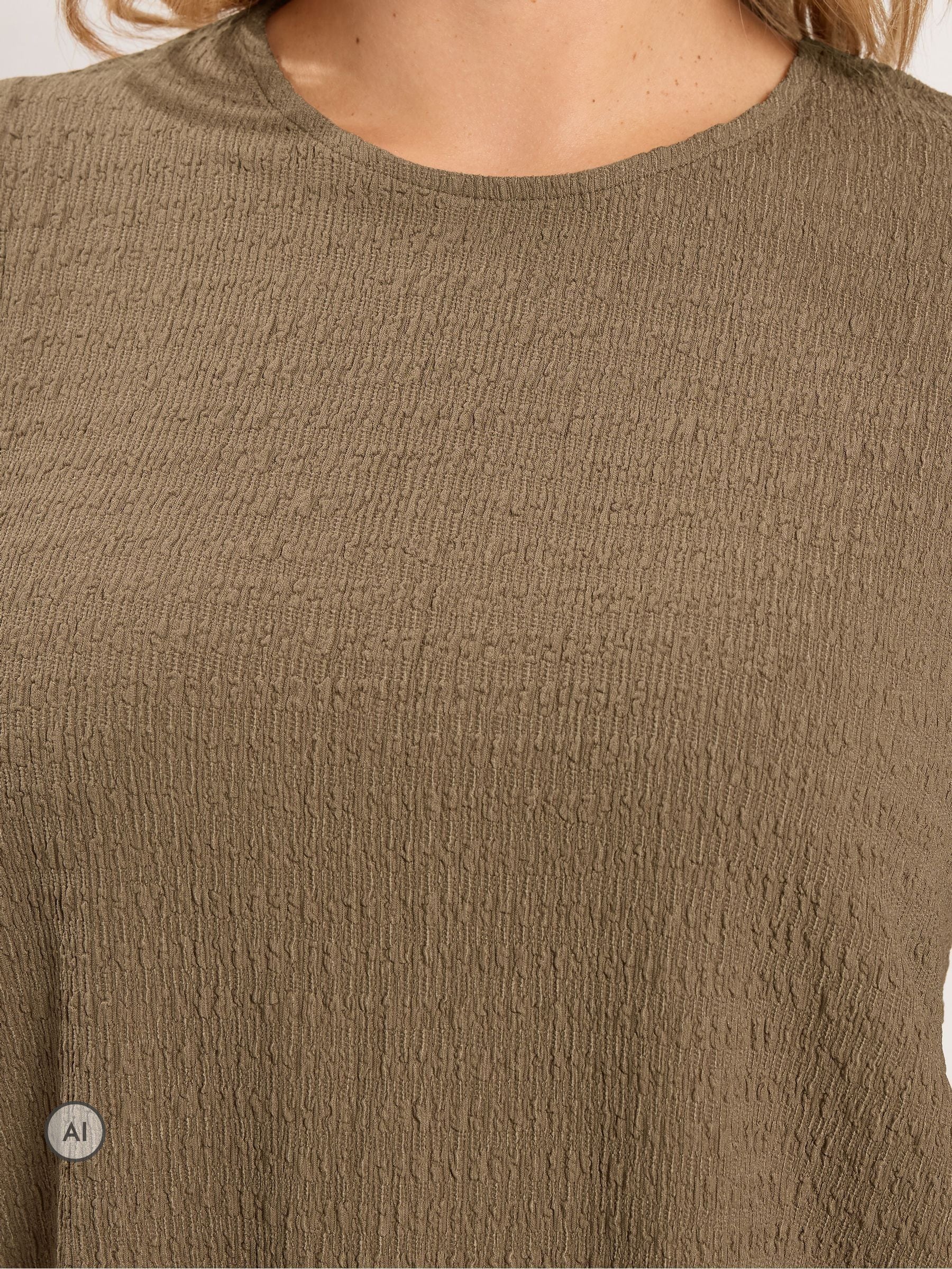 Buy Yours Curve Brown Short Sleeve Textured Swing Top from Next USA