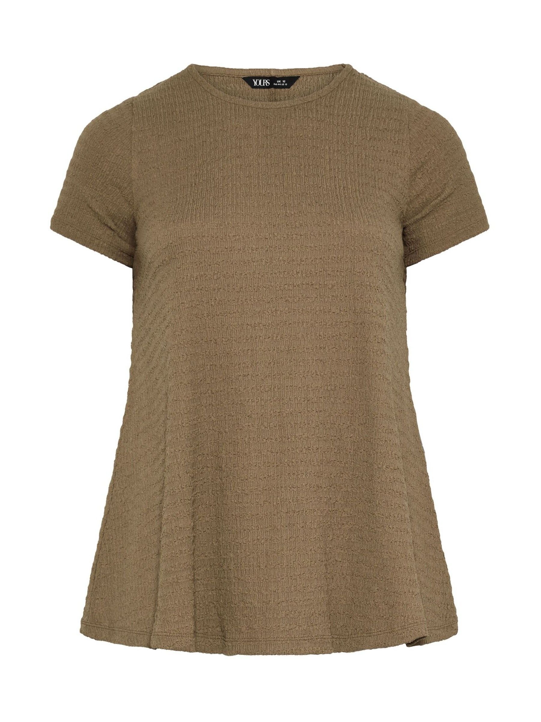 Buy Yours Curve Brown Short Sleeve Textured Swing Top from Next USA