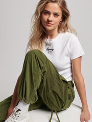 Superdry Green Vintage Low Rise Cargo Trousers - Image 3 of 8